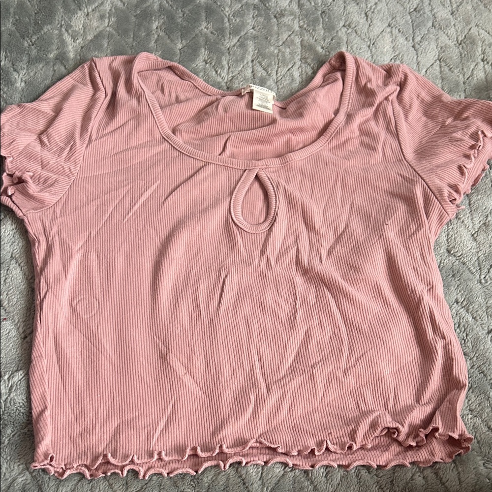 Bozzolo Pink Ribbed Crop Top